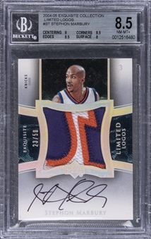 2004-05 UD "Exquisite Collection" Limited Logos #ST Stephon Marbury Signed Game Used Patch Card (#23/50) – BGS NM-MT+ 8.5/BGS 9